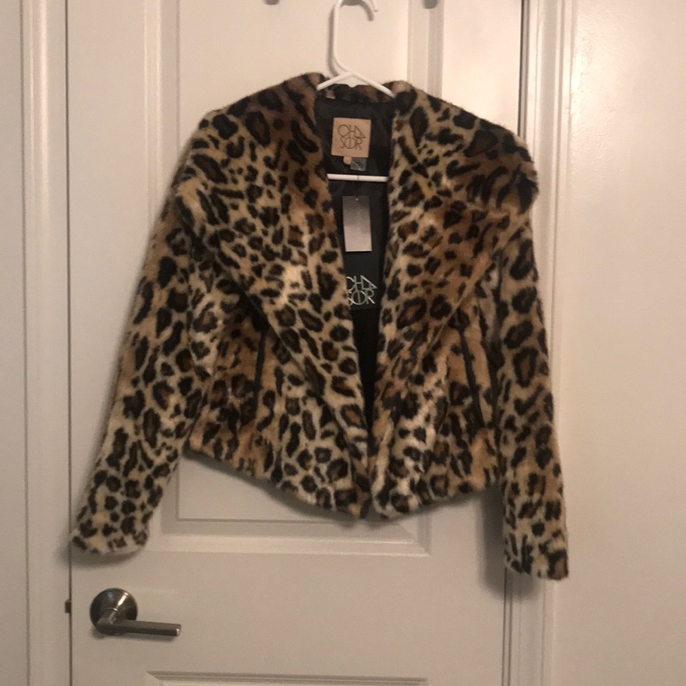 faux cheetah fur coat.